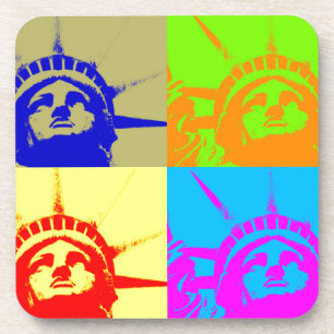 Dessous-de-verre 4 Couleur Pop Art Lady Liberty