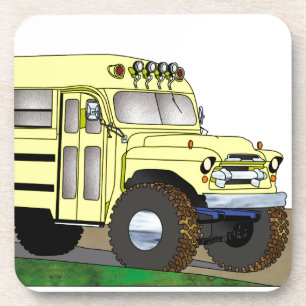 Dessous-de-verre 57 Chevrolet outre d'autobus scolaire de la route