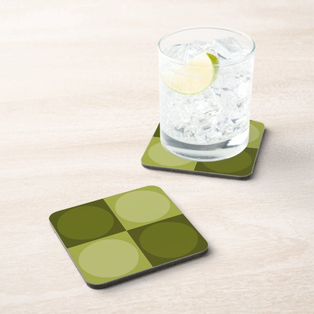 Dessous-de-verre 70s Checks and Circles Green (Côté Droit)