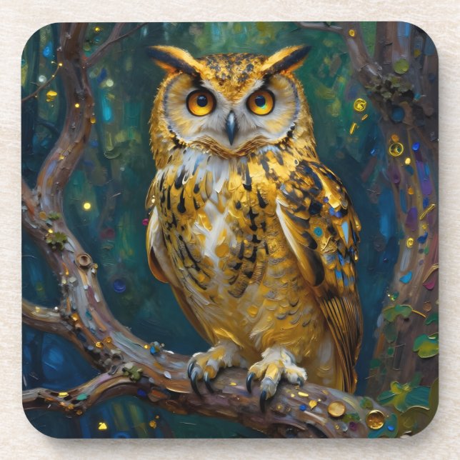Dessous-de-verre A Blue and Gold Majestic Owl   (Devant)