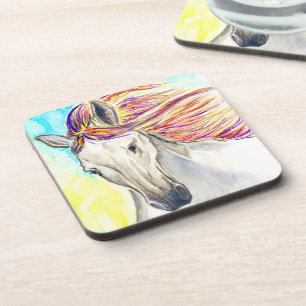 Dessous de verre à cheval blanc - Peinture