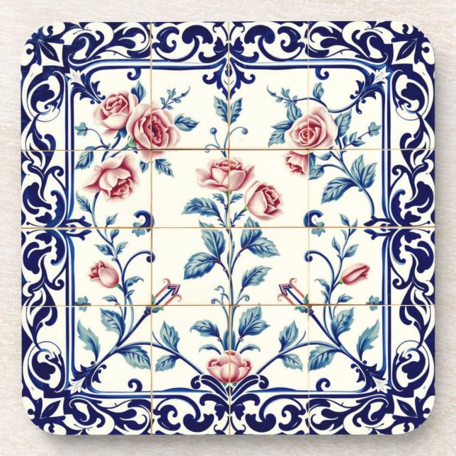 dessous de verre à filigrane de rose (Devant)