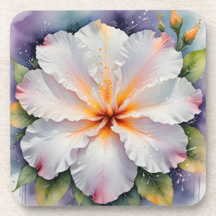 dessous de verre à fleurs d'hibiscus blanc