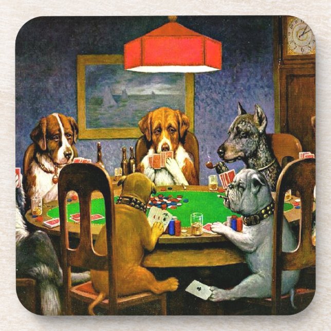 Dessous-de-verre A Friend in Need, Dogs Playing Poker, (Devant)