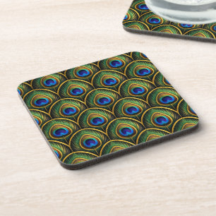 Dessous de verre à motif de plume de paon dans des