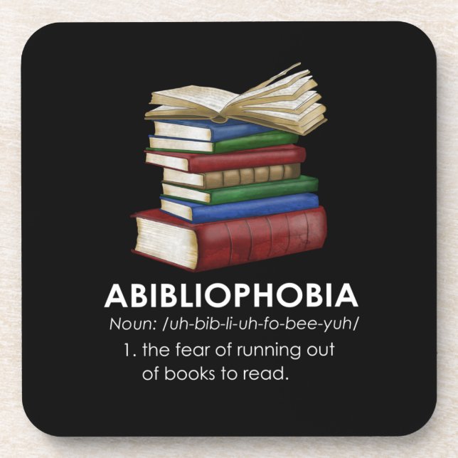 Dessous-de-verre Abibliophobia Funny Reading Book Reader Bookworm (Devant)