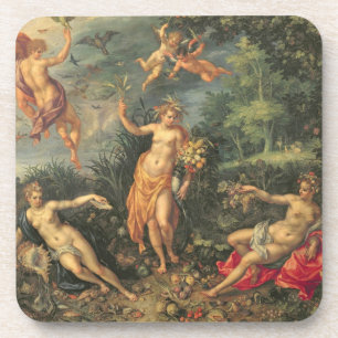 Dessous-de-verre Abondance et les quatre éléments, c.1606 (huile