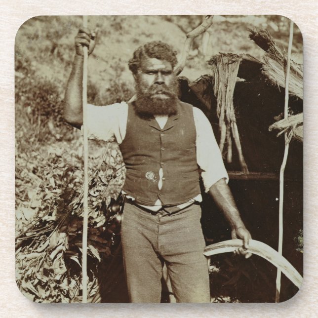 Dessous-de-verre Aborigène avec un boomerang, c.1860s (photo de (Devant)