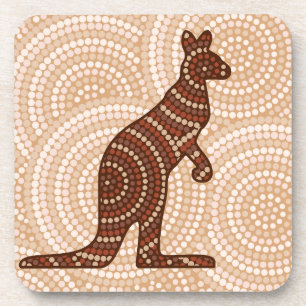 Dessous-de-verre Aboriginal kangaroo dot painting