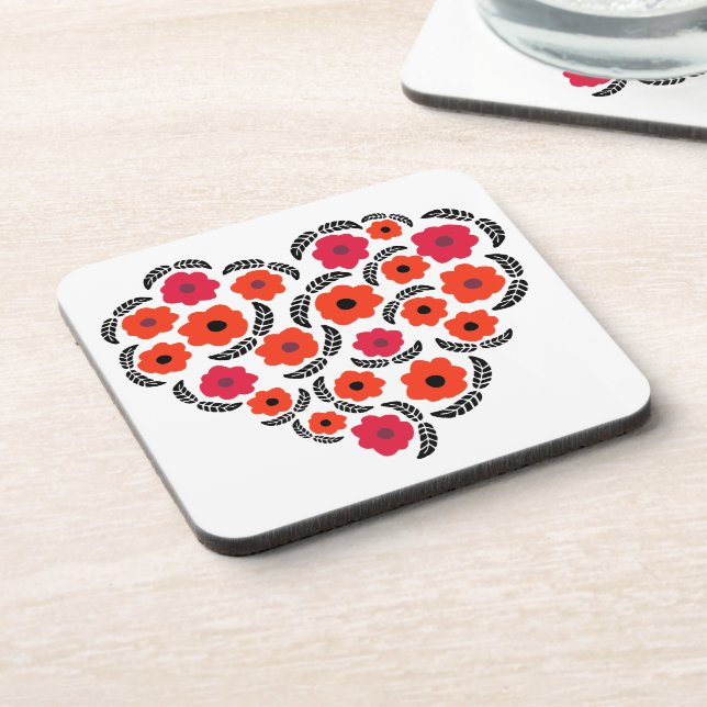 Dessous-de-verre Abricot Fleur Orange Cœur  (Côté gauche)