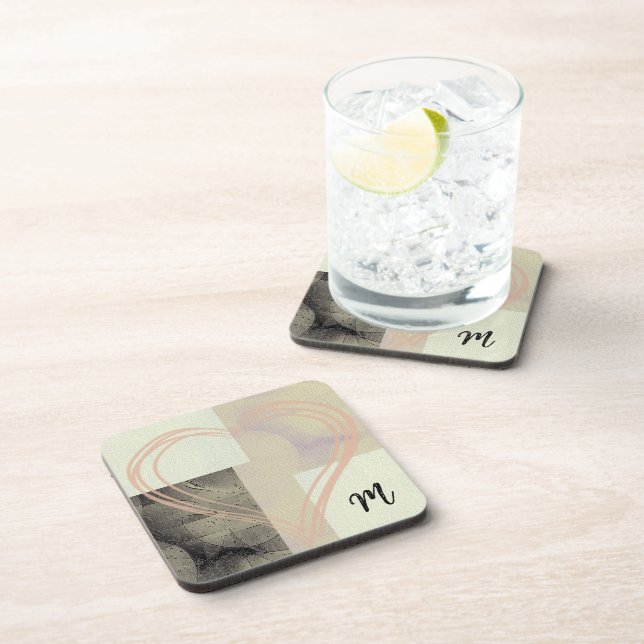Dessous-de-verre Abrstracte Moderne Noir Blanc Et Gris (Côté Droit)