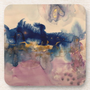 Dessous-de-verre abstrait avec coussin bleu et rose