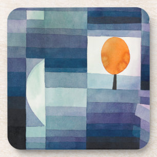 Dessous-de-verre Abstrait Bleu Automne Paul Klee Aquarelle