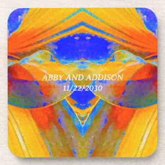 Dessous-de-verre Abstrait bleu et orange