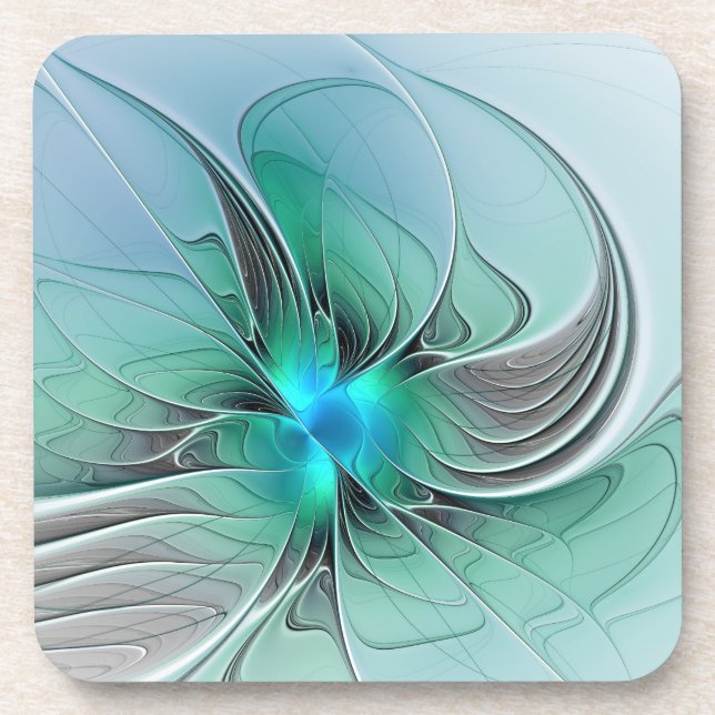 Dessous-de-verre Abstrait De Bleu, Art Fractal Moderne (Devant)