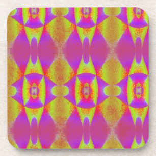 Dessous de verre Abstrait de boisson rose et jaune