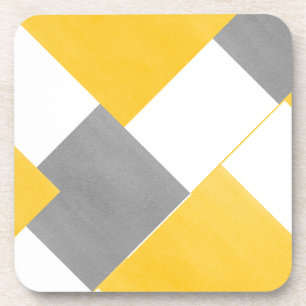 Dessous-de-verre Abstrait géométrique gris jaune gris