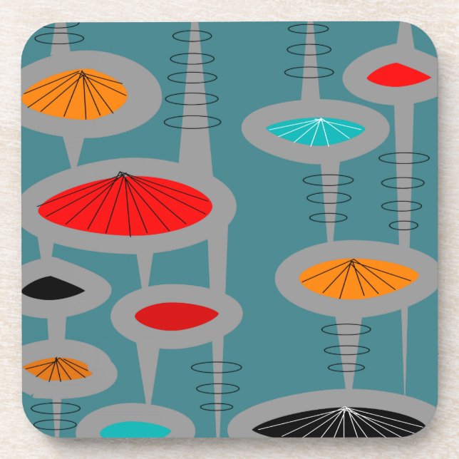 Dessous-de-verre Abstrait inspiré du milieu du siècle atomique (Devant)