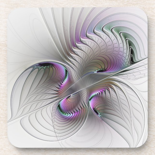 Dessous-de-verre Abstrait moderne Shy Imaginaire Figure Fractal Art (Devant)