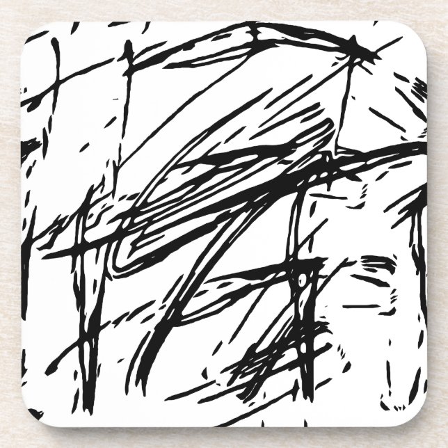 Dessous-de-verre Abstrait noir et blanc (Devant)
