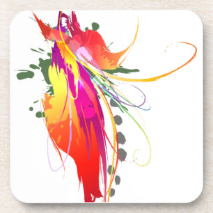 Dessous-de-verre Abstrait Oiseau de Paradise Paint Splatters