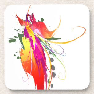 Dessous-de-verre Abstrait Oiseau de Paradise Paint Splatters