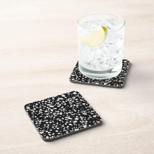 Dessous-de-verre Abstrait Terrazzo Mosaic Motif noir et blanc