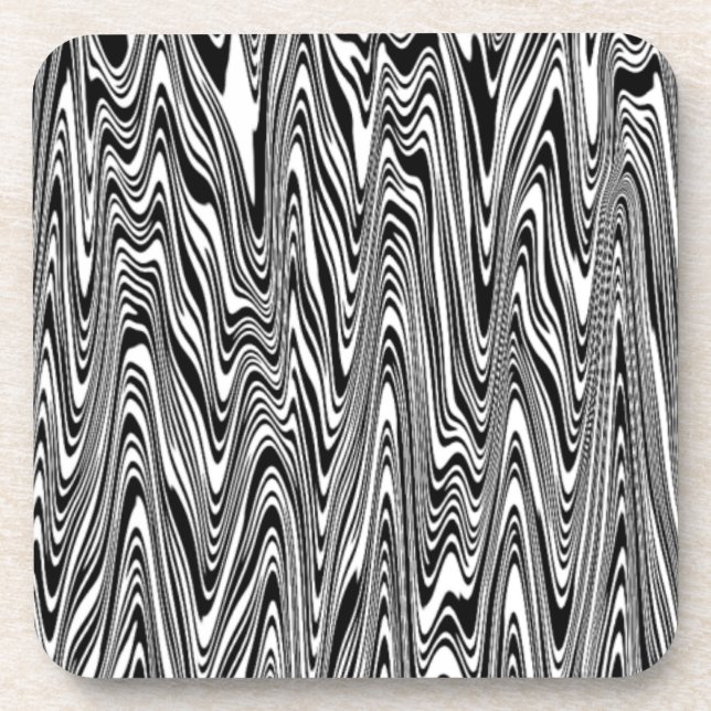 Dessous-de-verre Abstrait ZigZag noir et blanc (Devant)