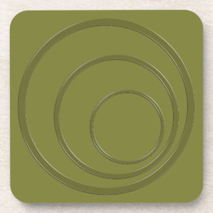 Dessous-de-verre Abstraits cercles verts khakiround 3d effet modern