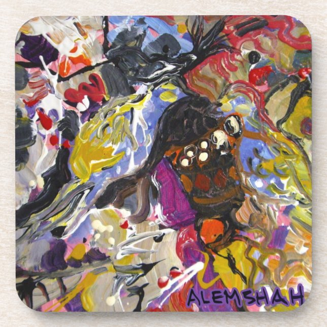 Dessous de verre abstraits d'Alemshah réglés - (Devant)