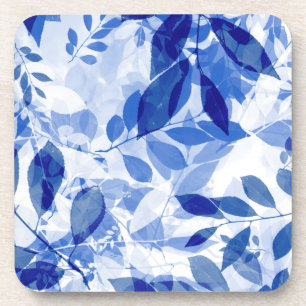 Dessous-de-verre Abstraits Feuilles bleu et blanc