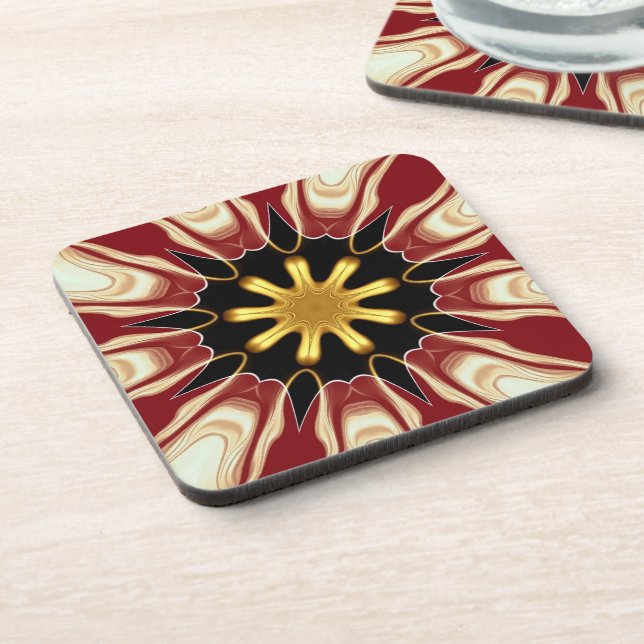 Dessous-de-verre Achempong: Starburst  | Deep Crimson & Gold Luxury (Côté gauche)