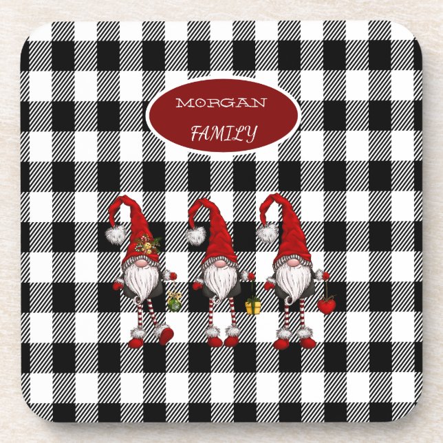 Dessous-de-verre Adorable Mignonne Gnomes Buffalo Plaid (Devant)