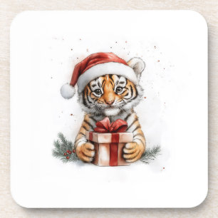 Dessous-de-verre adorable série de Noël animal Baby Tiger