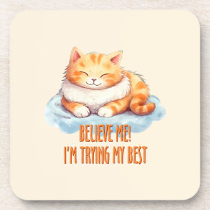 Dessous-de-verre Adorable Tabby Orange Chat - Je tente mon meilleur