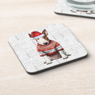 Dessous-de-verre Adorable Taureau de Noël Terrier Chien Woof Word A