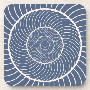 Dessous-de-verre Adulte bleu crème spirale fibonacci nautique