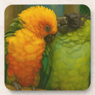 Dessous-de-verre Affection tropicale - Perroquets dans la lumière f
