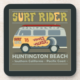 Dessous-de-verre Affiche de Huntington Beach de cavalier de surf