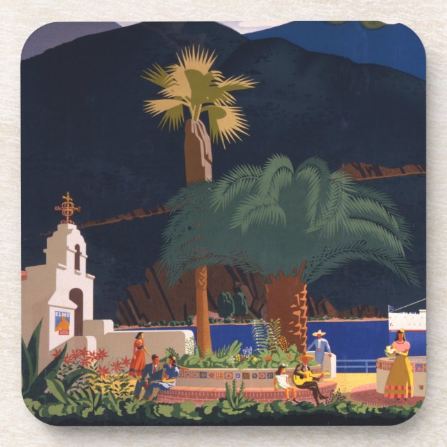 Dessous-de-verre Affiche de voyage - Père Noël Catalina Island, Cal (Devant)