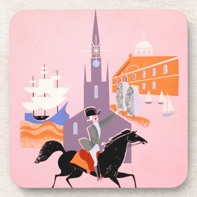 Dessous-de-verre Affiche De Voyage Pour Allegheny Airlines À Boston (Devant)