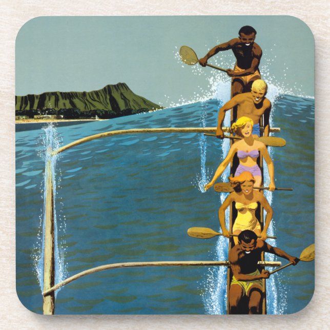 Dessous-de-verre Affiche De Voyage Pour United Air Lines Vers Hawai (Devant)