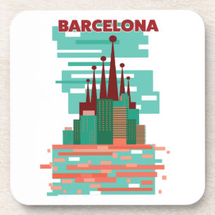 Dessous-de-verre Affiche de voyage rétro Barcelone