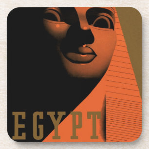 Dessous-de-verre Affiche de voyage vintage avec Sphinx, Égypte, Afr