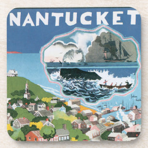 Dessous-de-verre Affiche de voyage vintage, carte de l'île de Nantu