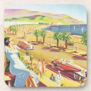 Dessous-de-verre Affiche de voyage vintage, Nice, France Côte d'Azu