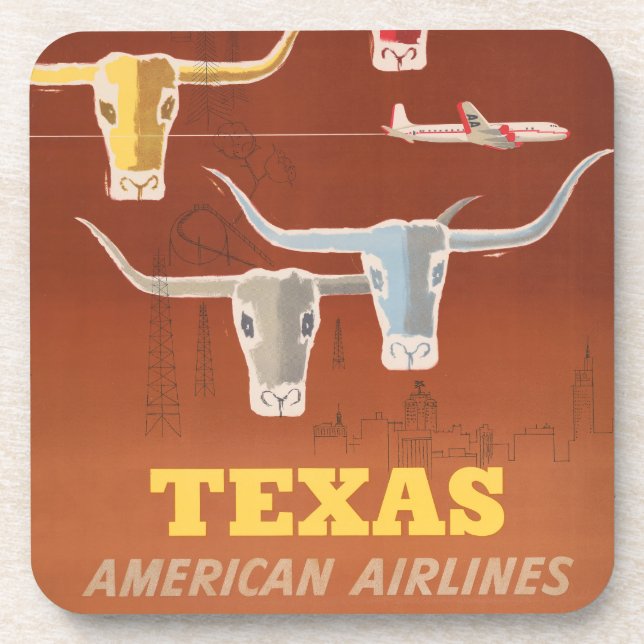 Dessous-de-verre Affiche Voyage Pour American Airlines Vers Texas (Devant)