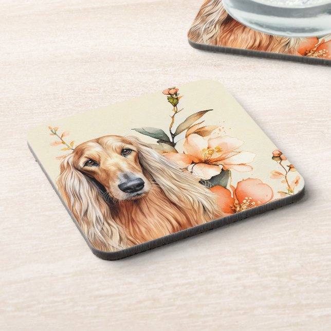 Dessous-de-verre Afghan Hound Dog and Peach Lilies (Côté gauche)