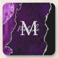 Agate de marbre violet et argenté