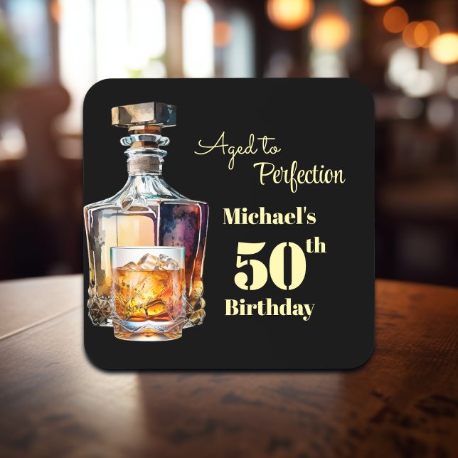 Dessous-de-verre Aged to Perfection Men's 50th Whiskey Birthday  (Créateur téléchargé)